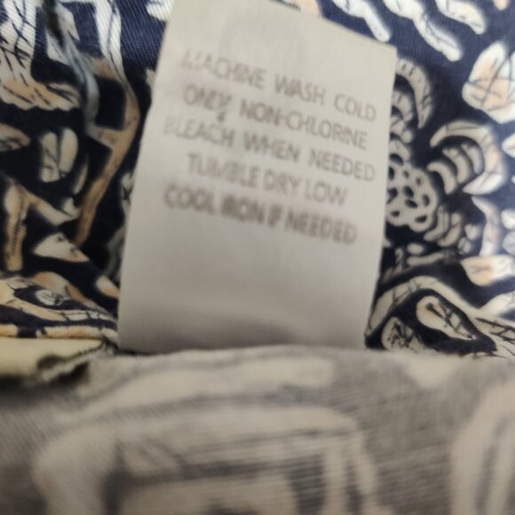 Appleseeds 14 Navy Tan Tribal Print Cotton Pants Tiki Oasis Lounge Boho Coastal - Picture 6 of 12